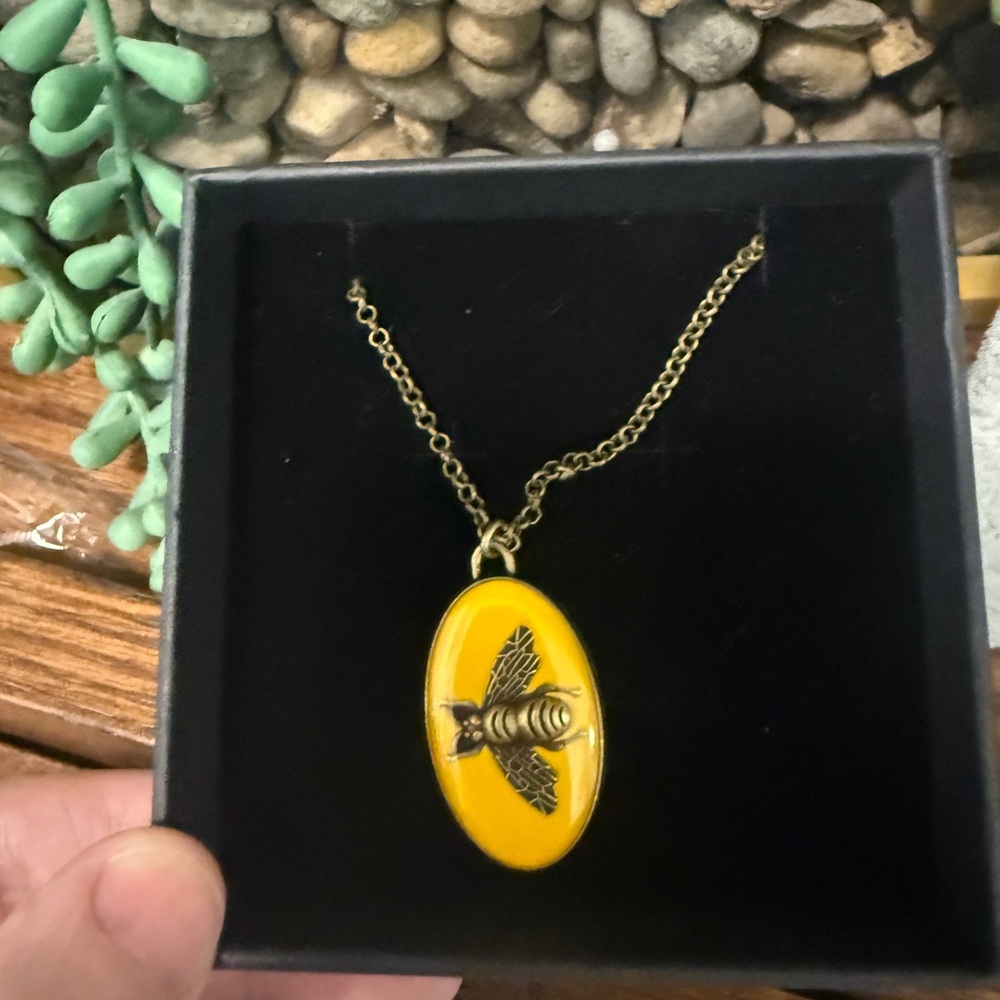 Yellow Bee Pendant Necklace